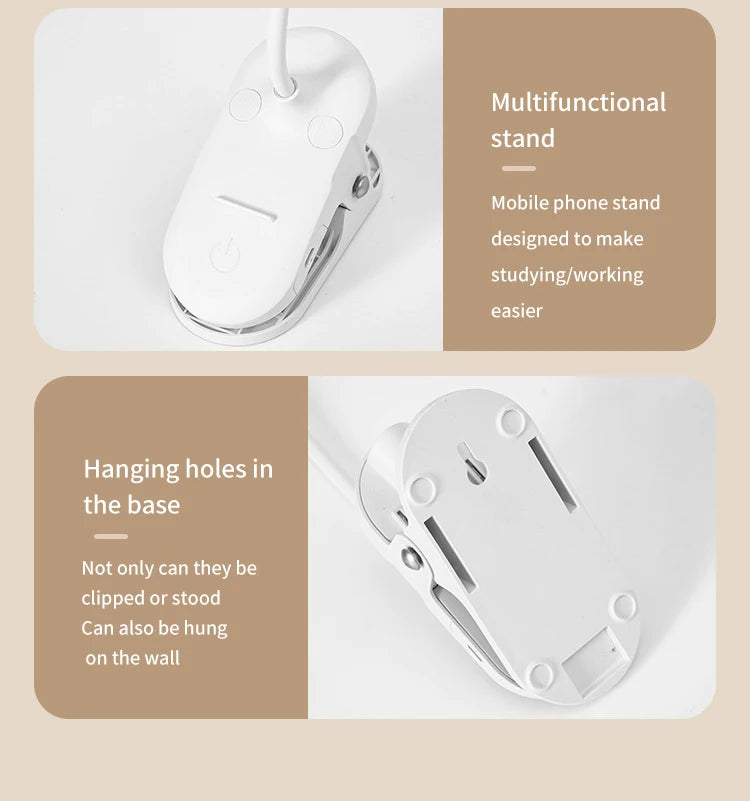 lampe rechargeable led clip moderne blanc sans fil tension 5v interrupteur tactileModes