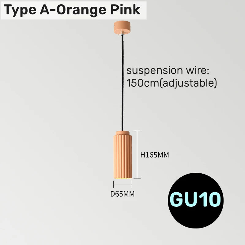 suspension lumineuse moderne blanc bleu orange rose jaune rayures verticales opaques gu10