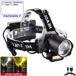 lampe frontale rechargeable zoomable led noir gris blanc affichage numérique bouton mode sensoriel camping