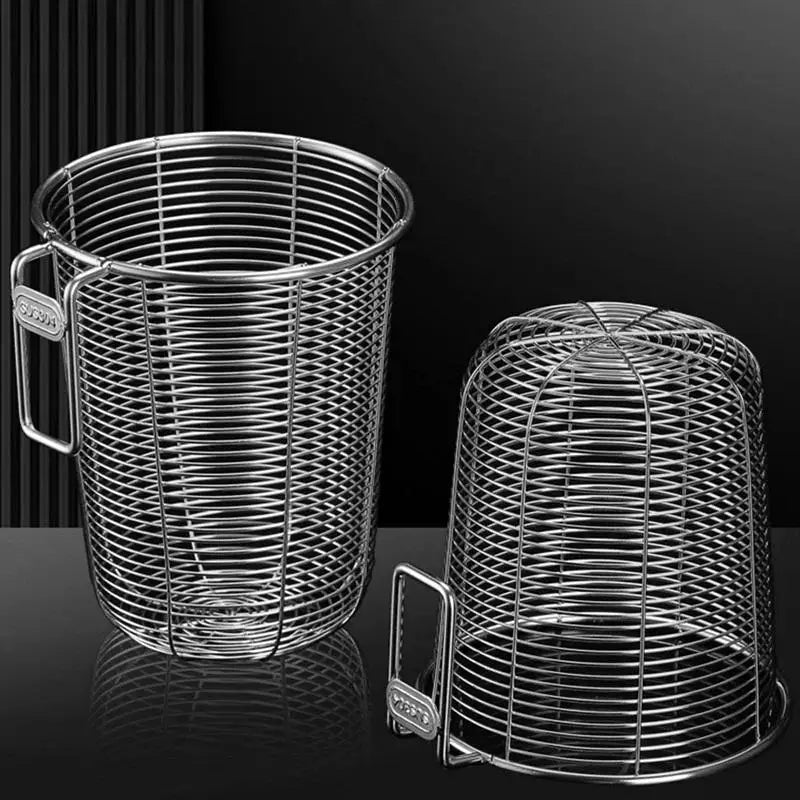 paniers couverts filtre soupe argenté maille fine moderne anneaux métalliques étiquettes SUS 304 compatibles