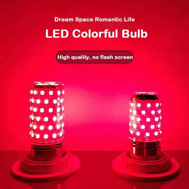 ampoule led e27 12w 7couleurs rouge violet bleu rose jaune vert or moderne perforée