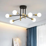 Lampe à suspension moderne multi-têtes couleur brune dans un salon élégant