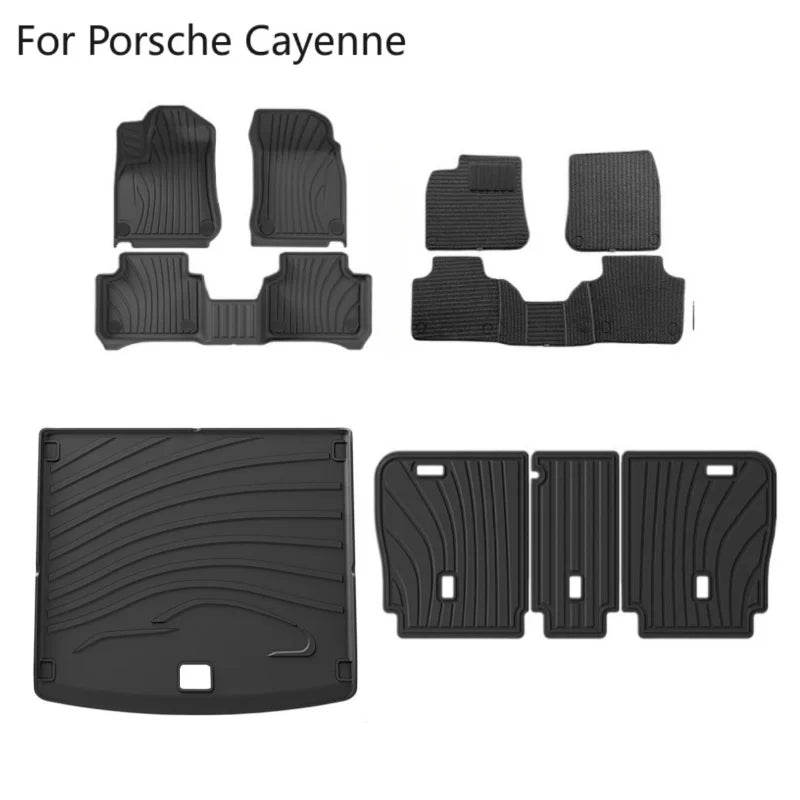 tapis sol coffre rayures horizontales tpe fibre synthétique noir moderne porsche cayenne
