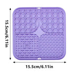 tapis animaux compagnie slow feeder violet gris bleu texture hexagones os points moderne ludique