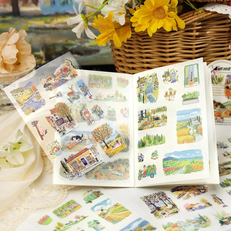autocollants paysages animaux multicolores boîte illustrative réalistes enfants collection décorative opaque variés pack
