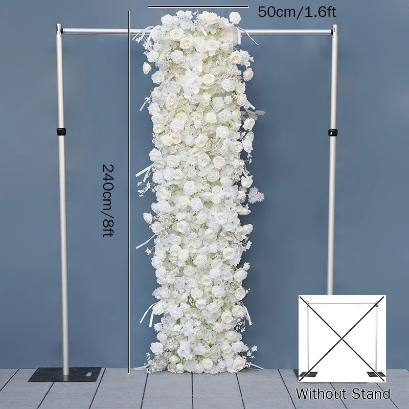 arche décorative mariage fleurs artificielles blanc rose clips chaînes extérieur classique événement anniversaire