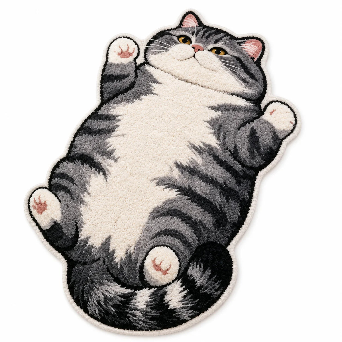 tapis doux peluche chat cartoon gris blanc noir 40x60cm 50x80cm
