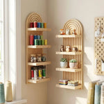 étagère murale bois quatre niveaux moderne minimaliste rayures verticales naturel beige clair