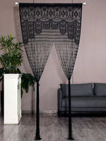 rideau noir dentelle motifs géométriques classique opaque porte vintage