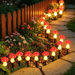 lumière solaire led champignon rouge points modernes jardin blanc jaune fixations piquets cordonnier modes