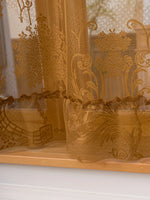 rideau semi transparent brodé floral or beige classique cuisine salle bain polyester