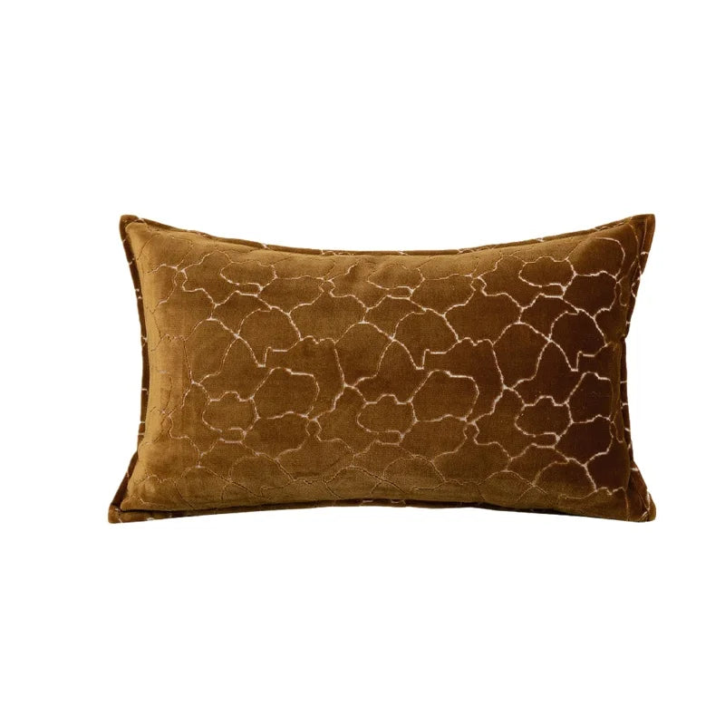 coussin carré marron motif géométrique contemporain opacité 100 polyester brodé décoration lit canapé voiture