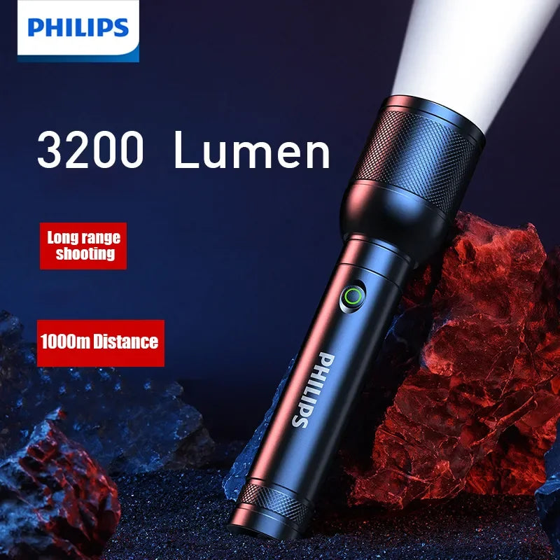 lampe torche led noire résistante lumiere intense réglable autodéfense moderne texturée 20w 3200lumens