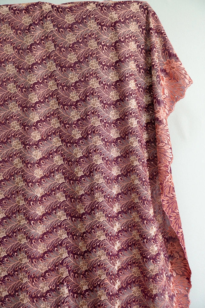 tissu polyester dentelle floral brodé vert rose violet bleu mariage qualité opacité