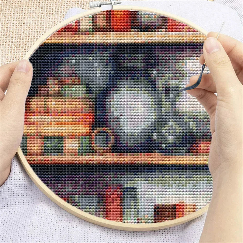 broderie dessin animé motif livres artisanale aiguilles fil plan kit coton moderne