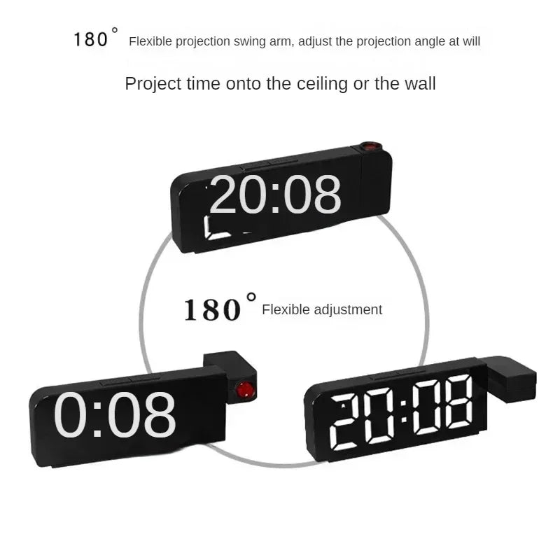projecteur horloge numérique led noir rouge vert minimaliste affichage alarme réglable digits lumineux