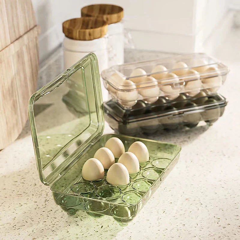 boîtes œufs transparentes poignées couleurs noir vert olive moderne pratique conteneur réfrigérateur