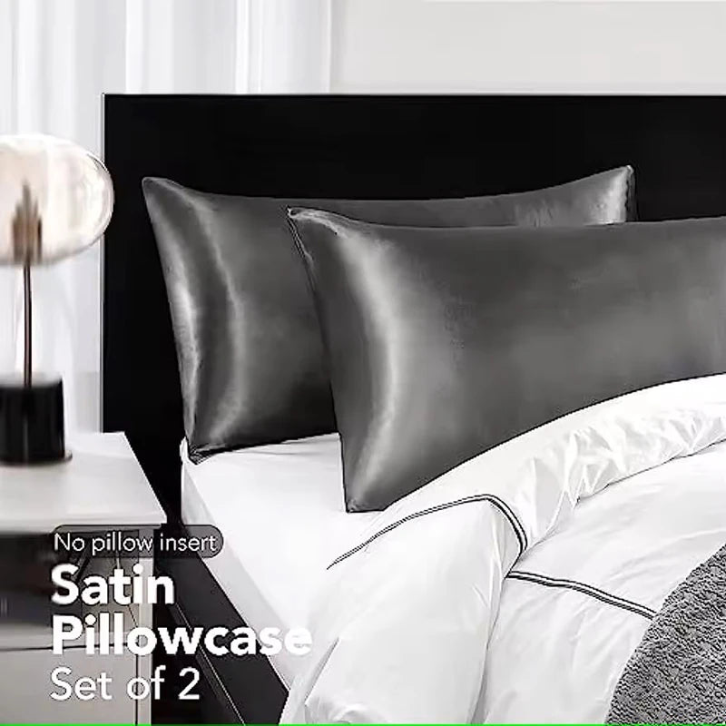 protège oreiller satin cheveux peau ensemble deux housses lit