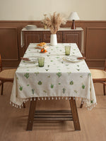nappe table manger rustique boho chic cactus vert tissu épais printemps été automne hiverextérieur