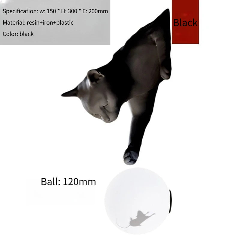 statue chat contemporaine texture mat couleur blanc noir adhésif mural chambre coucher decoration