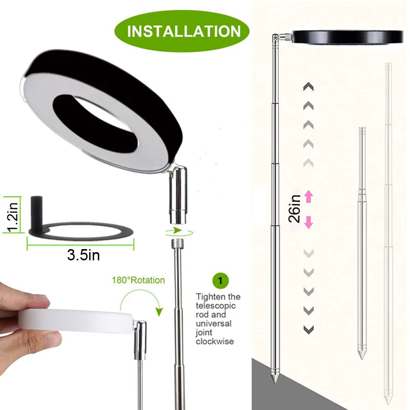 lampe led croissance plante noir gris moderne réglable usb intelligent