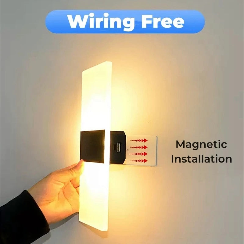 applique murale led moderne aimant blanc noir 6000k 3000k usb rechargeable