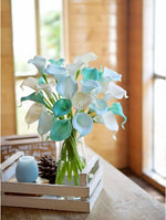 bouquet fleurs artificielles calla lily turquoise vert decoration intérieur moderne minimaliste
