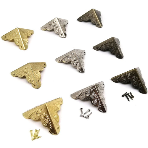 protections angle decoratives or argent bronze ornements floraux vintage meubles