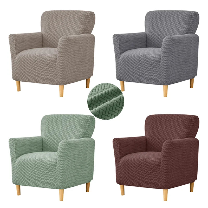 housse fauteuil moderne herringbone gris vert marron polyestère jacquard machine 80cm 90cm restaurant