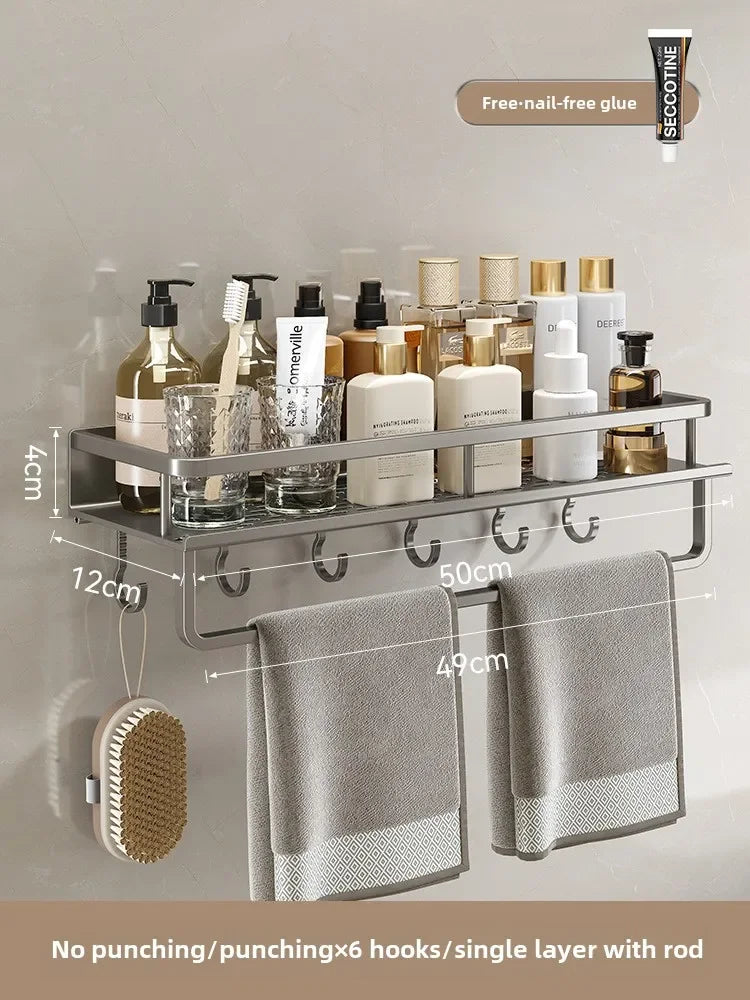 étagères murales salle bain gris métallisé perforées modernes fixations vis sans perforetion aluminium