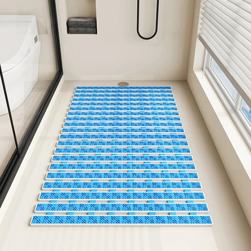 tapis bain moderne rose gris bleu beige blanc rectangles géométriques relief salle bain