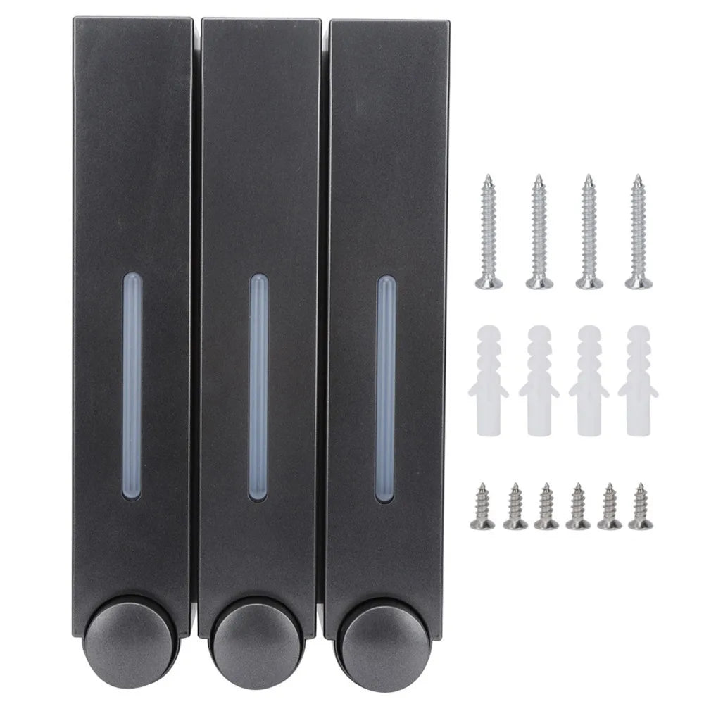 distributeur savon mural rechargeable blanc gris moderne minimaliste adhésif boutons déclenchement fenêtre transparente