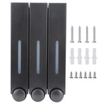 distributeur savon mural rechargeable blanc gris moderne minimaliste adhésif boutons déclenchement fenêtre transparente