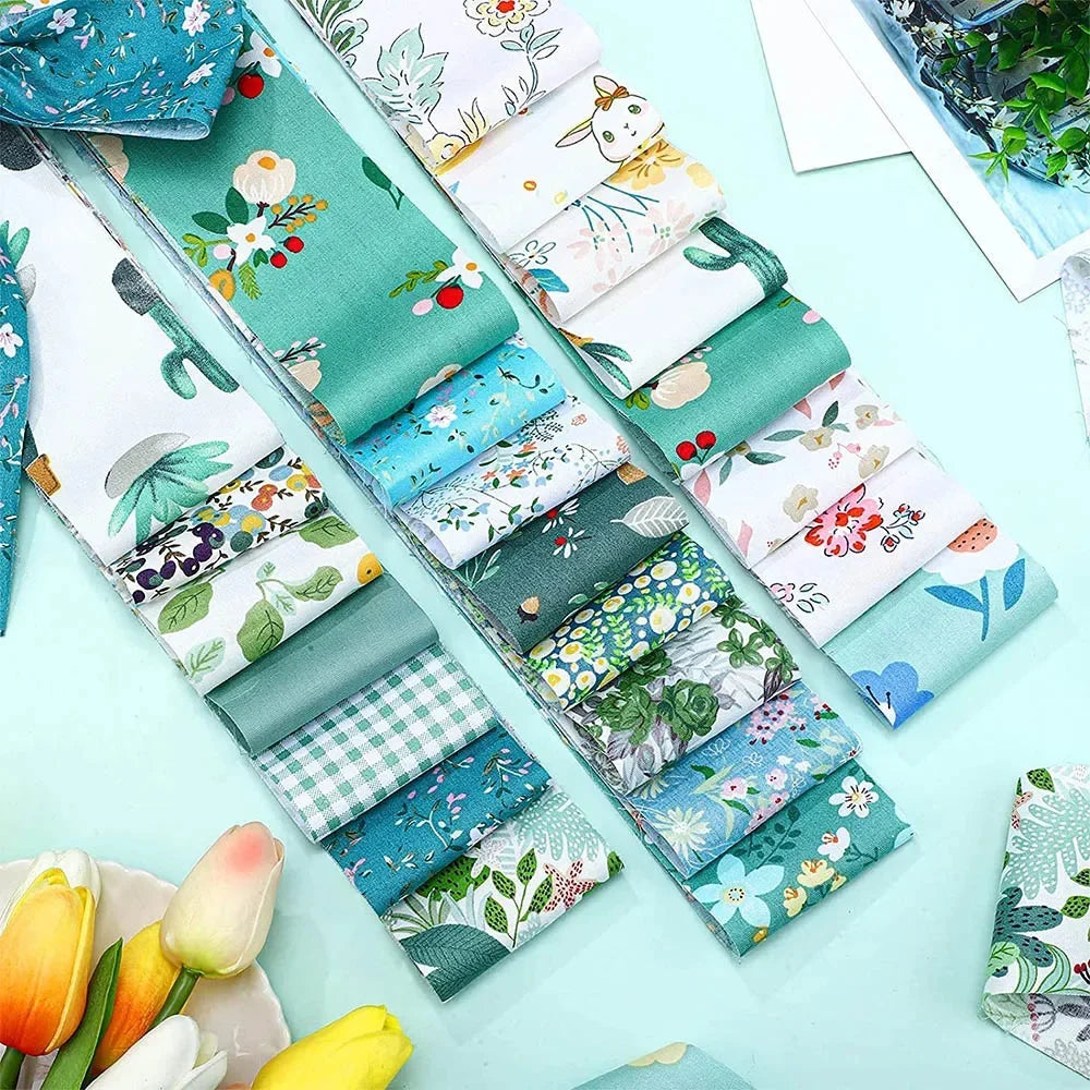 tissu imprimé fleurs multicolore coton polyester résistant bricolage couture quilting débutants bleu vert rouge