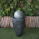 fontaine décorative moderne résine gris foncé jardin intérieur extérieur unique