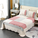 couvre lit patchwork coton floral vert beige rose matelassé maison hiverversible machine laver