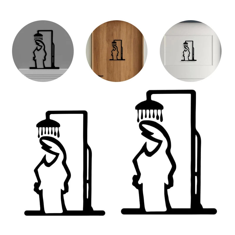 porte savon mural silhouette douche noir adhésif minimalisteintérieur décoration amusante nhà tắm trang trí