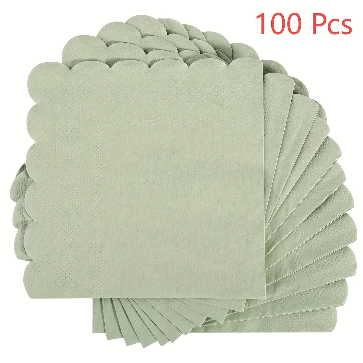 serviettes jetables vert sauge bord dentelé texture points qualité supérieure modernes cocktail fête mariage
