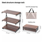 étagère pliable bois brun clair moderne trois niveaux clips fixation multifonctionnelle campingintérieur
