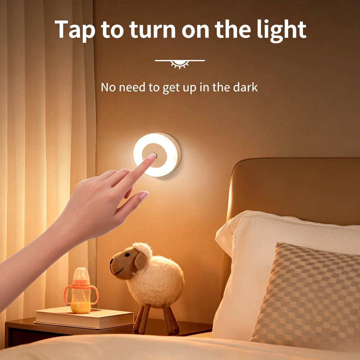 lampe chevet tactile rechargeable blanc moderne minimaliste interrupteur tactile base lampe adhésif économie dénergie