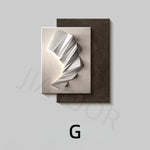 tableau abstrait contemporain mural led blanc gris marron clair ondulé mat éclairage minimaliste chambre