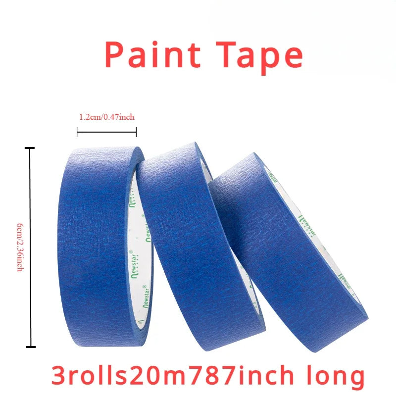 ruban peinture bleu texture rugueuse adhésif pratique 1,2cm large 20m long rouleaux