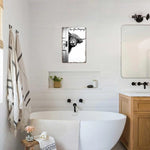 panneau decoratif metal vache highland rustique humoristique fond gris entrouverture toilettess