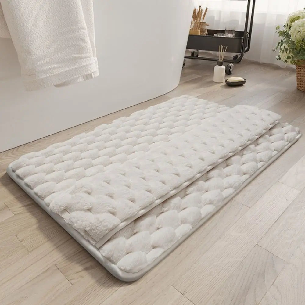 tapis bain microfibre antidérapant absorption eau doux moderne blanc beige gris