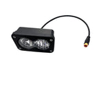 lampe travail moderne robuste noire lentilles jaunes vis fixation câble connecteur orange