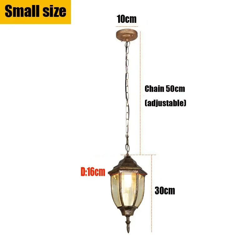 Lanterne suspendue classique vintage éclairage salon chambre verre translucide métal noir doré