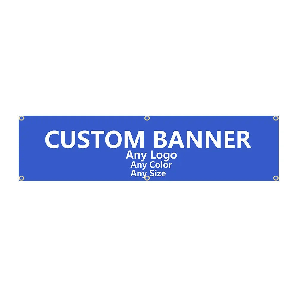 bannière personnalisable bleu moderne tissu polyester qualité supérieure imprimé main 45x180cm 60x240cm 75x300cm 90x360cm