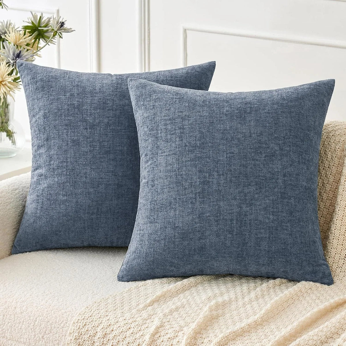 housse coussin carré vert olive texture lin moderne zip invisible canapé décoration maison