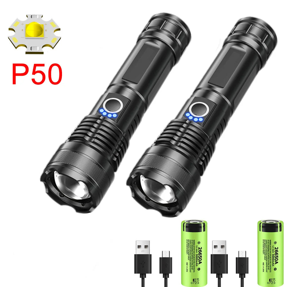 torche poche led rechargeable 15w intense noire étanche modulable modes