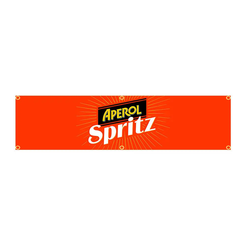 bannière publicitaire aperol spritz imprimée clips orange jaune bleu moderne décorationextérieur 60cm 240cm polyesterSUPERTEX